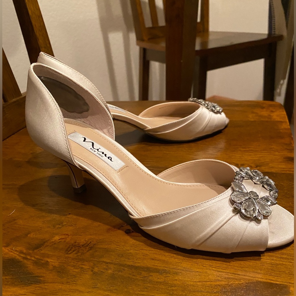 Nina Charisa (Ivory Crystal Satin) High Heels - O… - image 3
